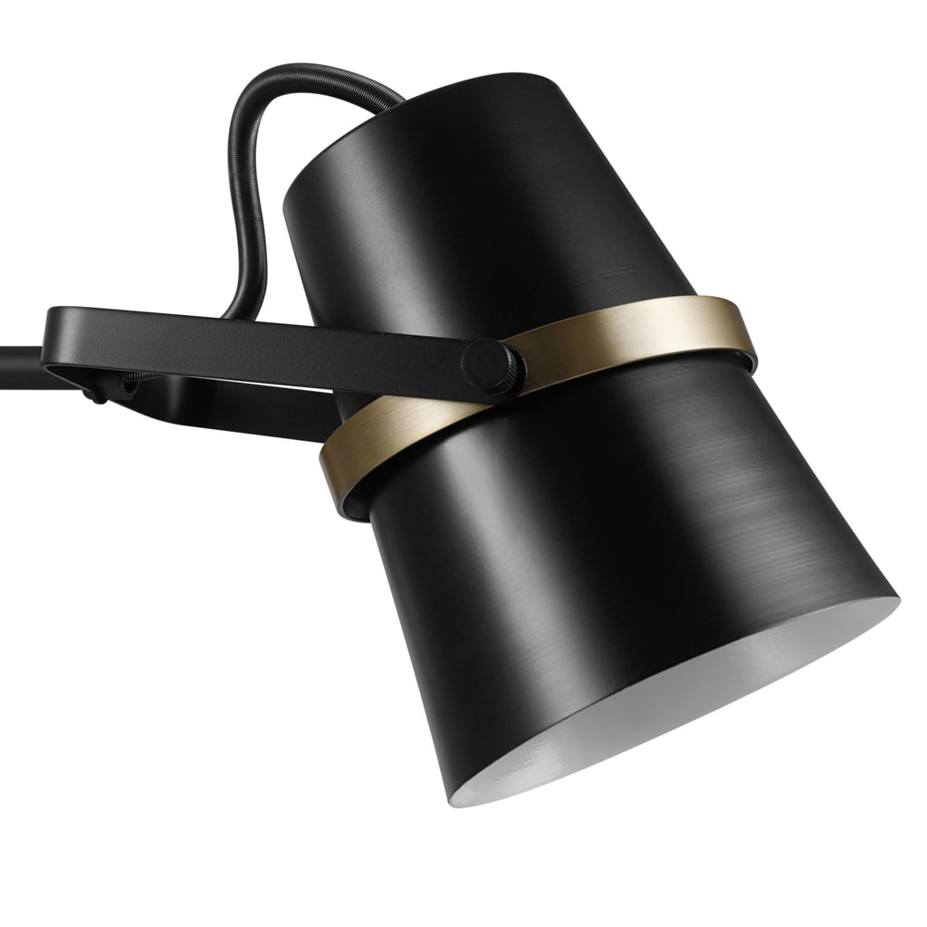 Plug-in or Hardwire Swing Arm Wall Sconce, Matte Black, Brass Accents, 6ft Woven Fabric Cord, Flat Plug