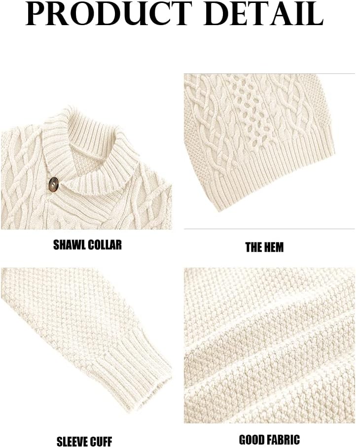 Toddler Pullover Sweaters Shawl Collar Cable Knit Sweaters Long Sleeve Warm Outwear Spring Fall Winter