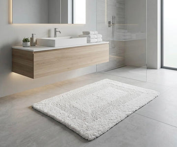 Reversible Cotton Bath Rug 17x24 Inches - White