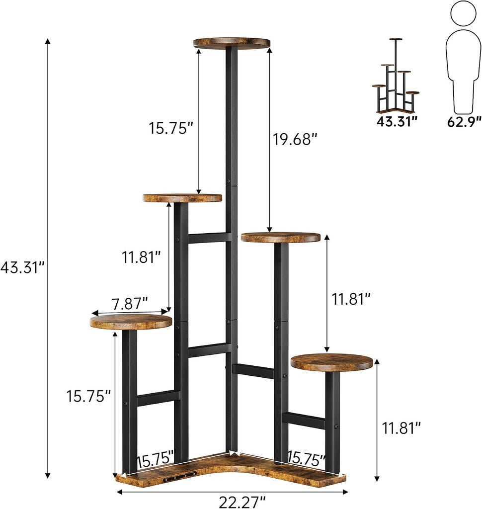 Corner Plant Stand Indoor, 6 Tiered Corner Plant Shelf Flower Stand for Multiple Plants, Plant Shelves Organizer Rack