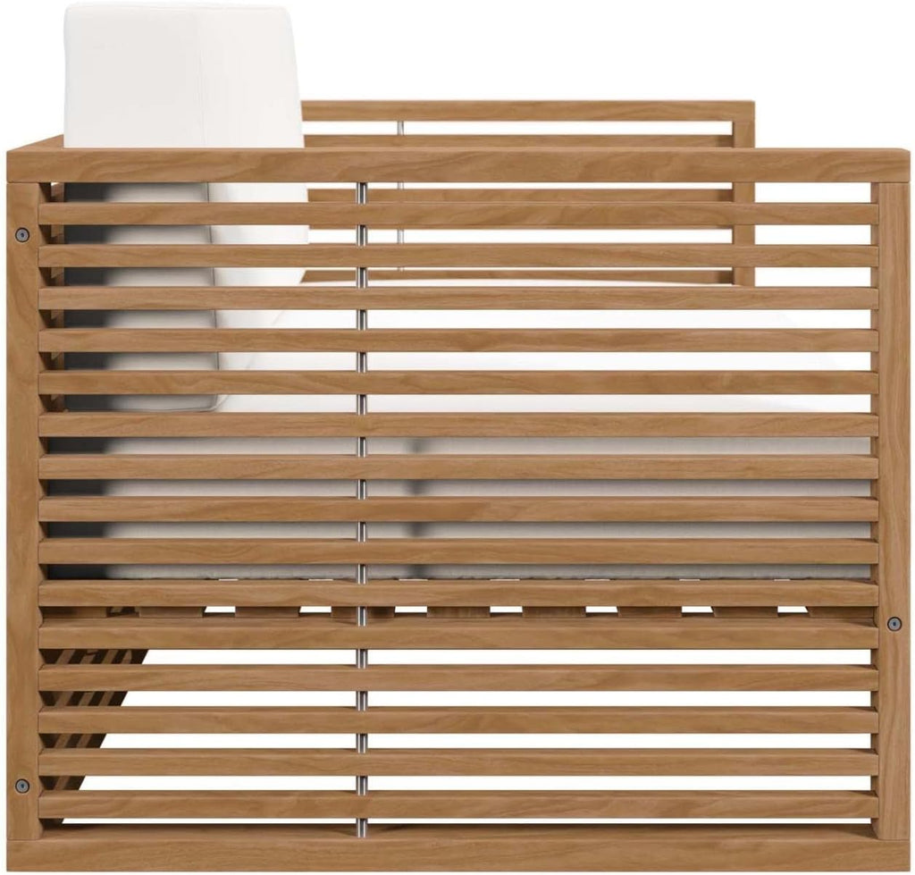 Carlsbad 3-Piece Teak Wood Outdoor Patio Set in Natural and White