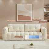 91.5" W Cloud Boucle Sofa for Living Room, Modern Comfy Boucle Couch with Rolled Arms and Soft Pillows