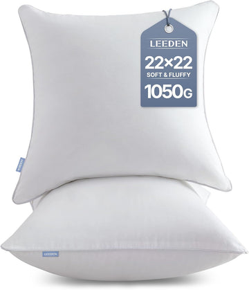 22x22 Throw Pillow Inserts-100% Cotton Cover - Set of 2