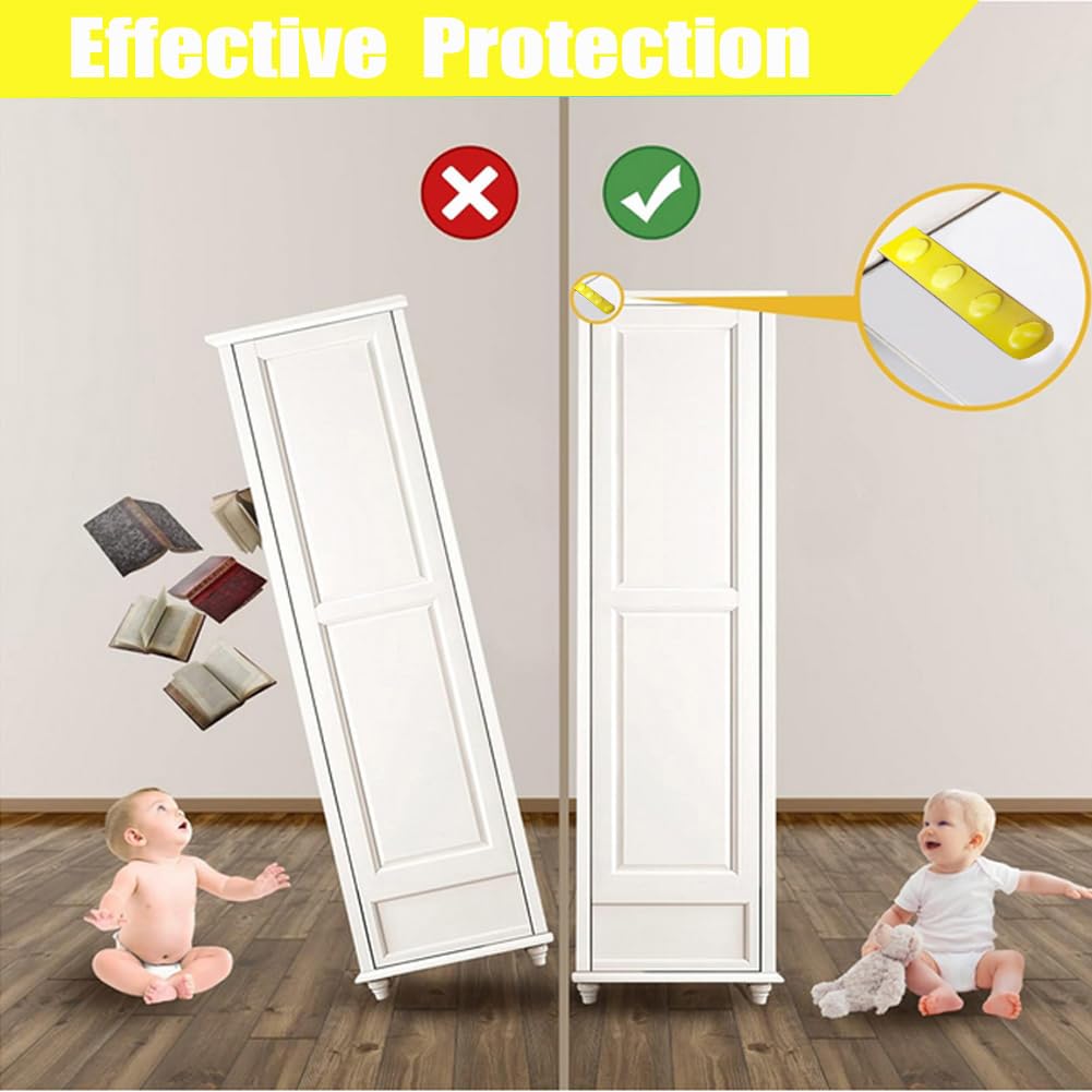 Anti Tip Furniture Anchors for Baby Proofing Furniture Wall Anchor Yellow
