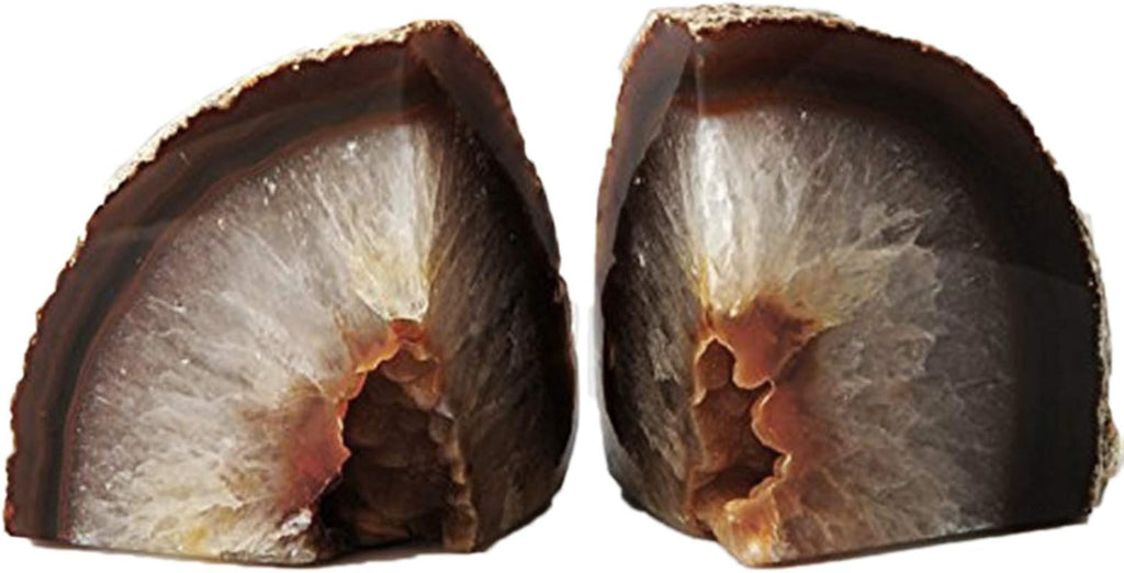 2 Pair Samll Natural Agate Book Ends 2-3 lbs with Rubber Bumpers