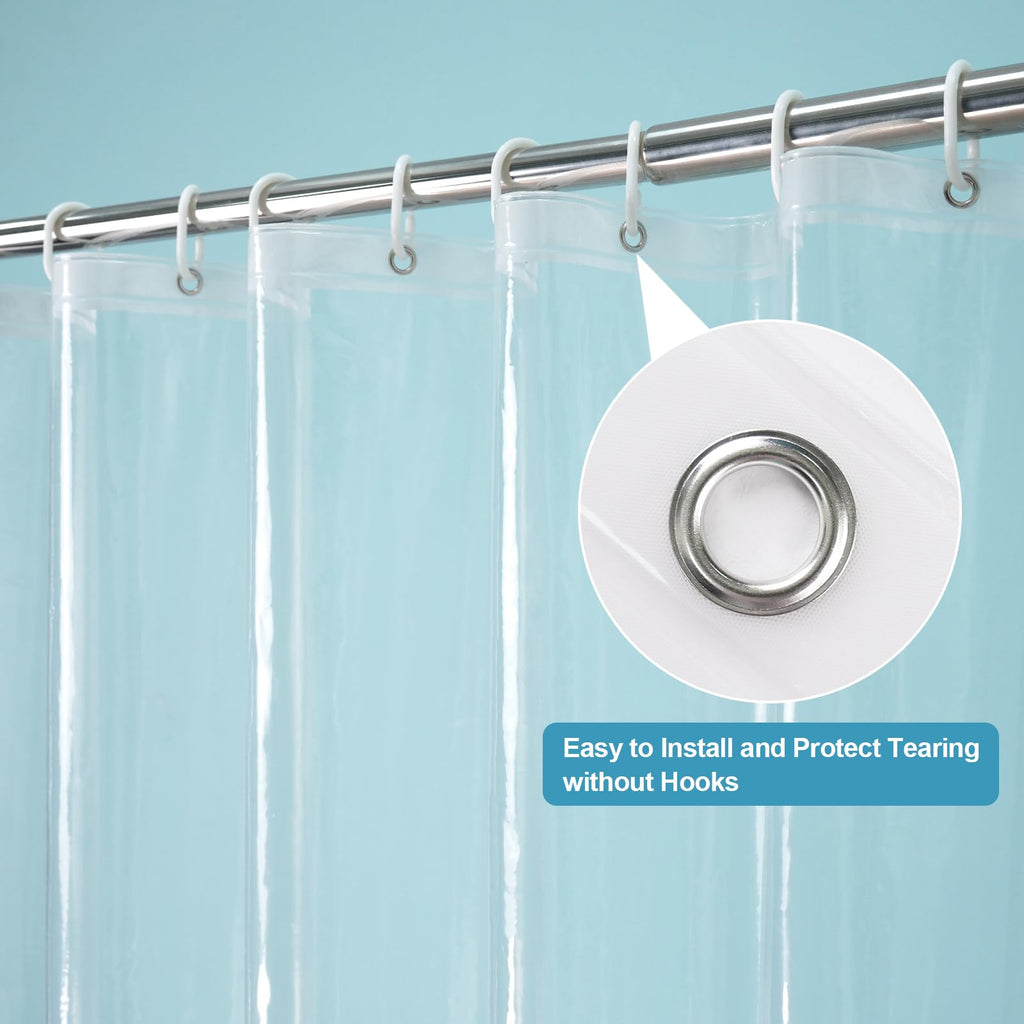 Stall Extra Long Clear Shower Curtain liner54x84 inch Length with 5 Magnets, 9G Premium PEVA See-Through Plastic