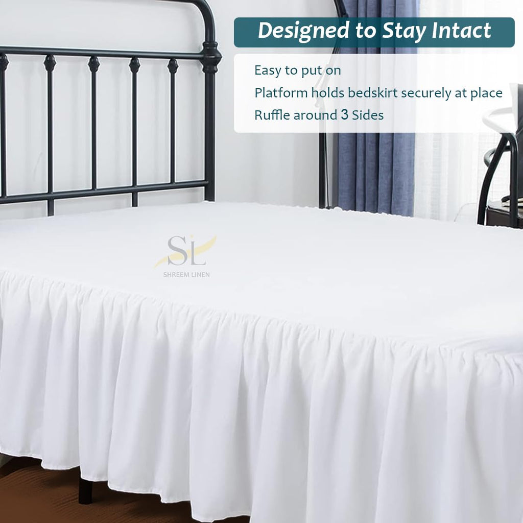 Ruffled Bed Skirt with Split Corners, Gathered Style, 100% Microfiber, 21-Inch Drop, Dust Ruffle Bedskirt with
