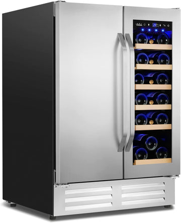 Wine and Beverage Refrigerator,24 Inch Dual Zone Wine Beverage Cooler, Built