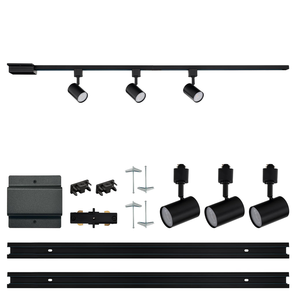 Amped Collection 3-Light 48in Field Cuttable LED Track Lighting Kit with 3 LED 3000K Warm White Track Heads, 4ft