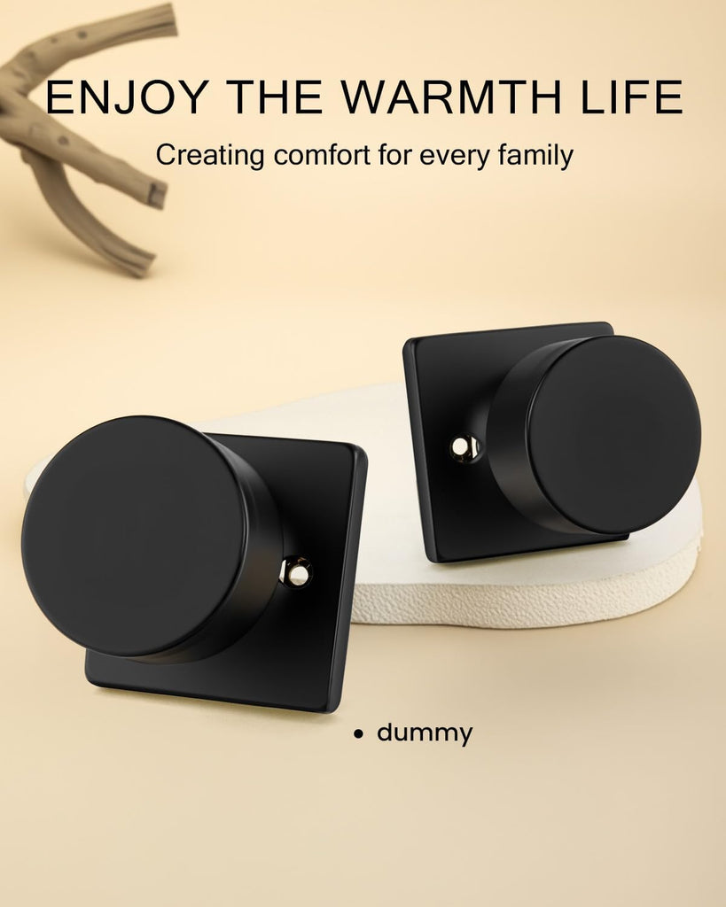2 Pieces Black Dummy Door Knobs, Inactive Half Dummy Door Knob No-Turning Dummy Closet Door Knobs