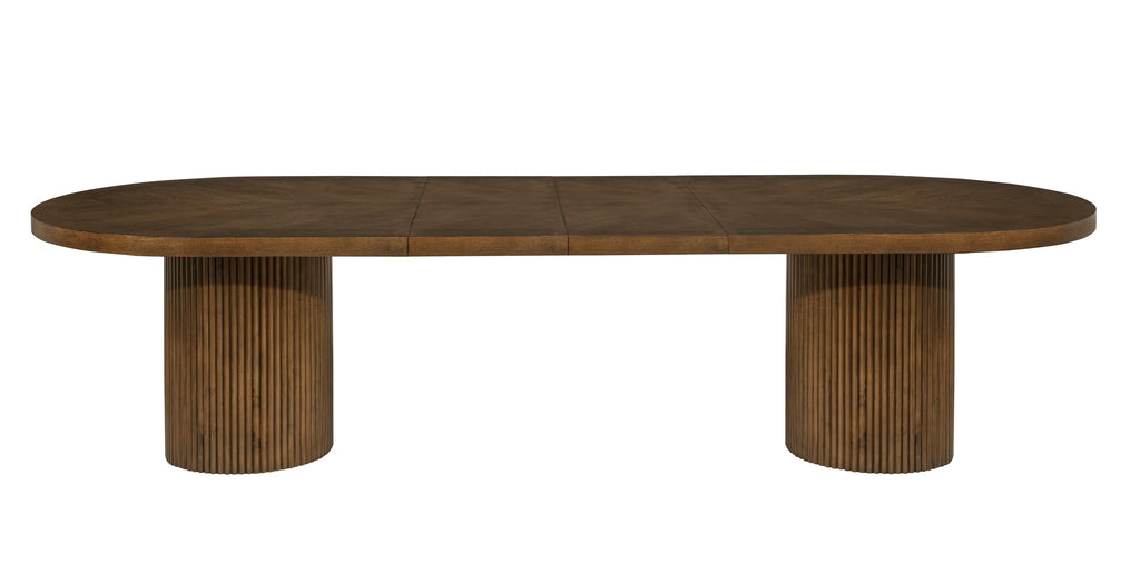 Dobby 90"-123" Extendable Oval Wooden Dining Table, Brown