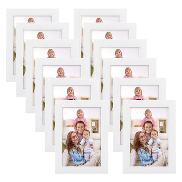 White 4x6 Picture Frame Pack of 12, Multi White Woodgrain 4 by 6 Photo Frames Bulk for Wall or Tabletop Display