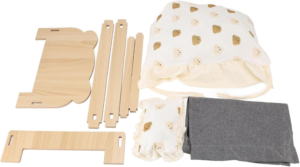 Wooden Pet Bed, Modern Elevated Design, Solid Wood Material with Removable Cushion, for Small Animals, Rabbits, Cats