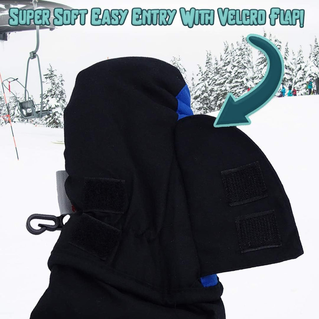 Kids Mittens + Super Soft Easy Entry Style for Kids Mittens + Waterproof Stay On Design