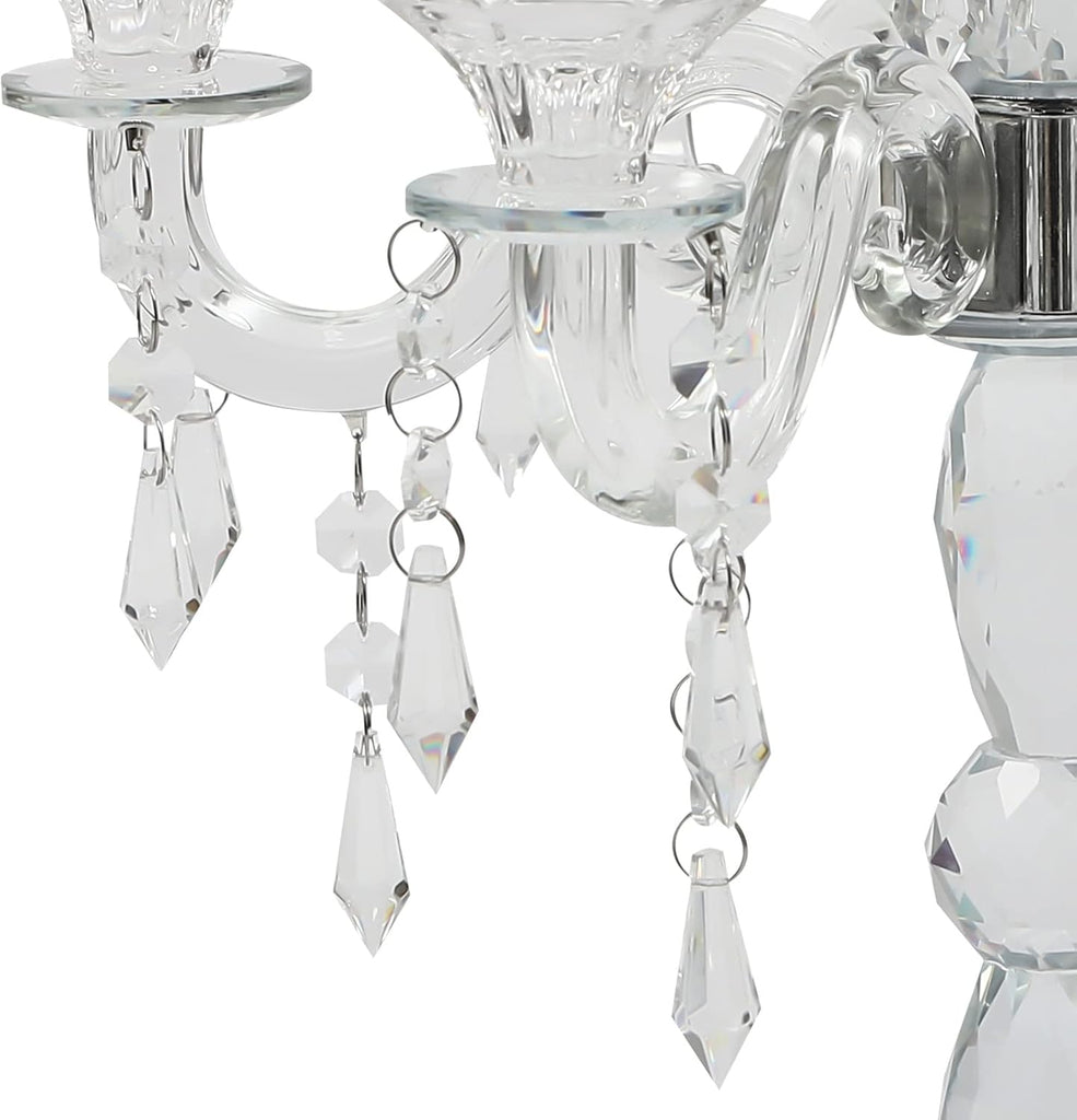 7 Arm Crystal Floor Candelabra Wedding Table Centerpieces,14 Inches Tall Candlesticks Candle Holder Stand for Dinner