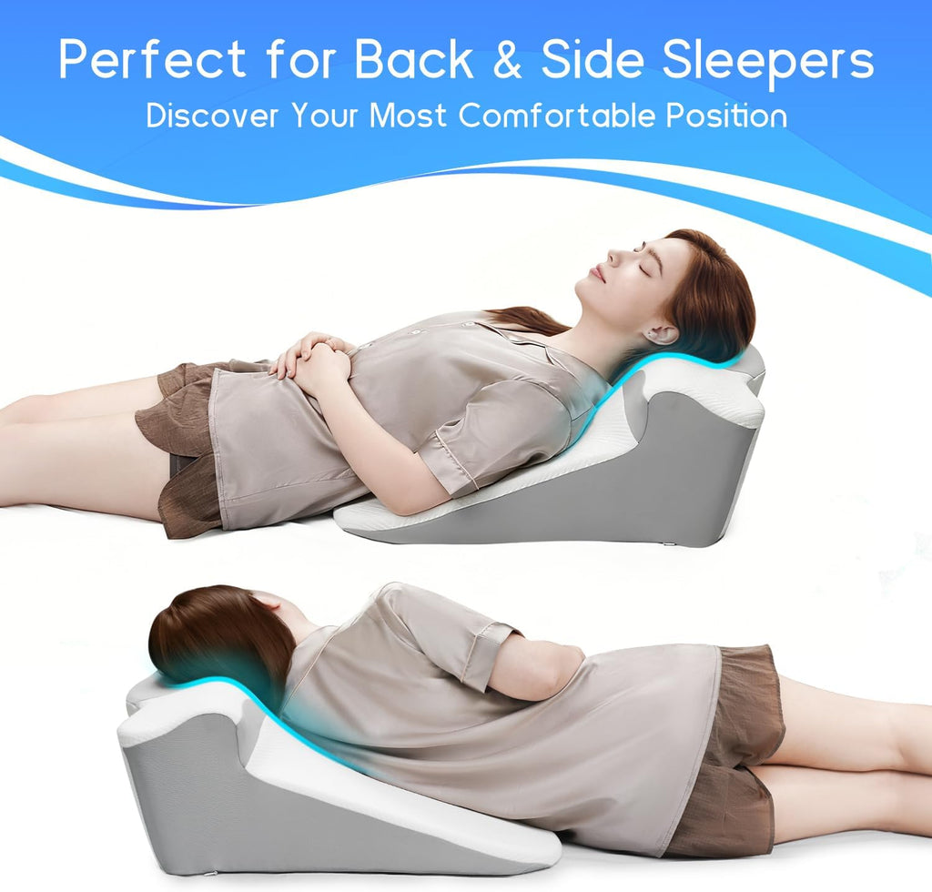 Bed Wedge Pillow for Sleep Apnea, Acid Reflux & Snoring Relief | Post-Surgery Recovery Pillow with Ergonomic 3-in-1