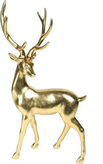 Gold Reindeer Christmas Decoration Indoor - Large Christmas Reindeer Decor Statue 11 * 6.9 * 20.9 Inch