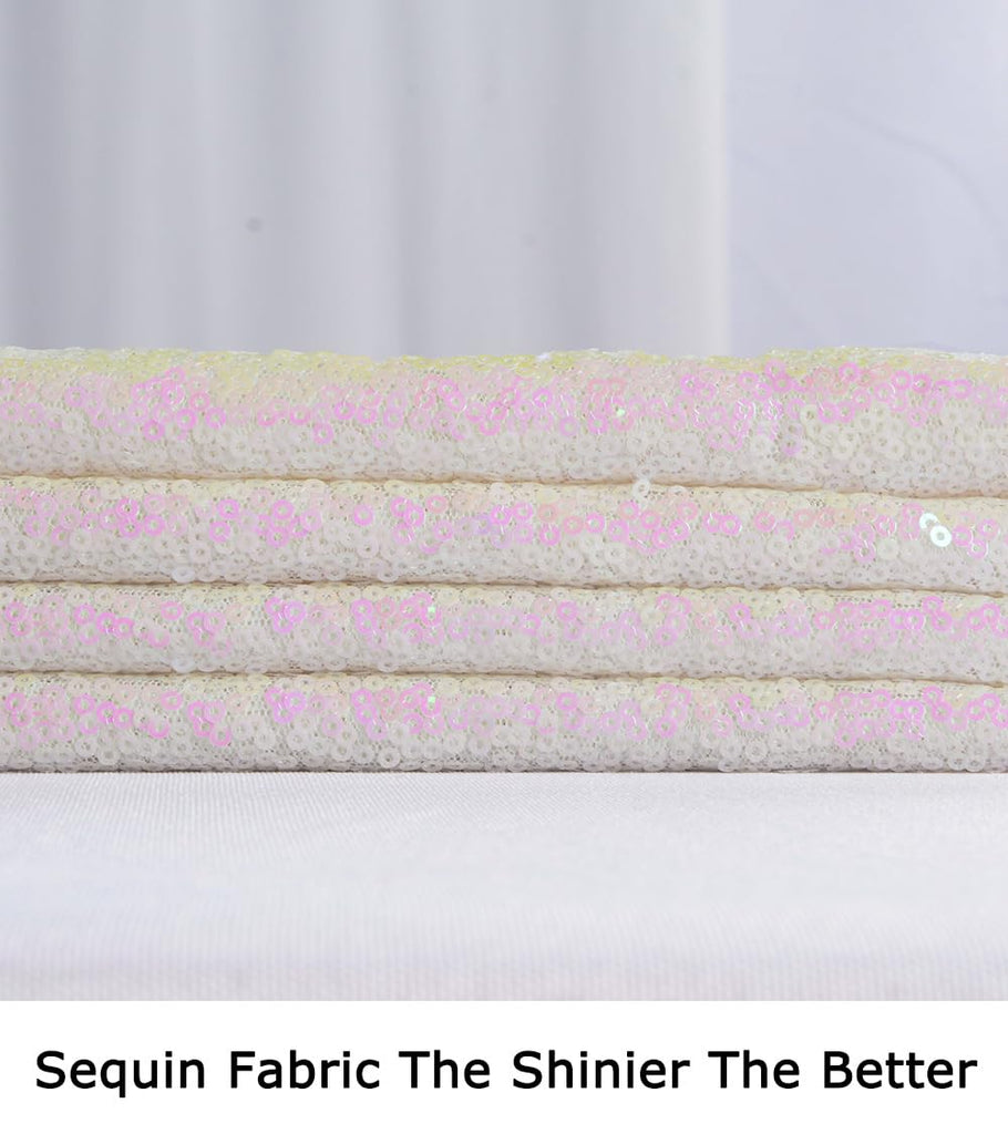 3 Feet 1 Yards 1PC Transparent WhiteSequin Fabric, by The Yard, Sequin Fabric, Tablecloth, Linen, Sequin Tablecloth