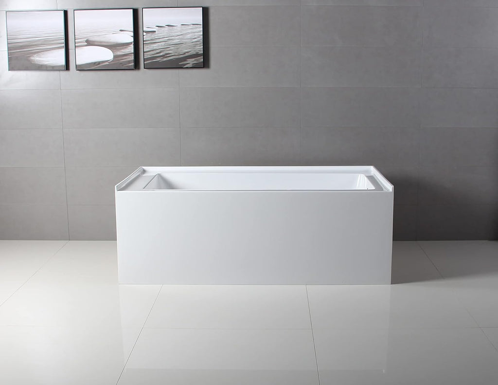 VTAP603222R 60-Inch Acrylic 3-Wall Alcove Tub with Right Hand Drain Hole, White
