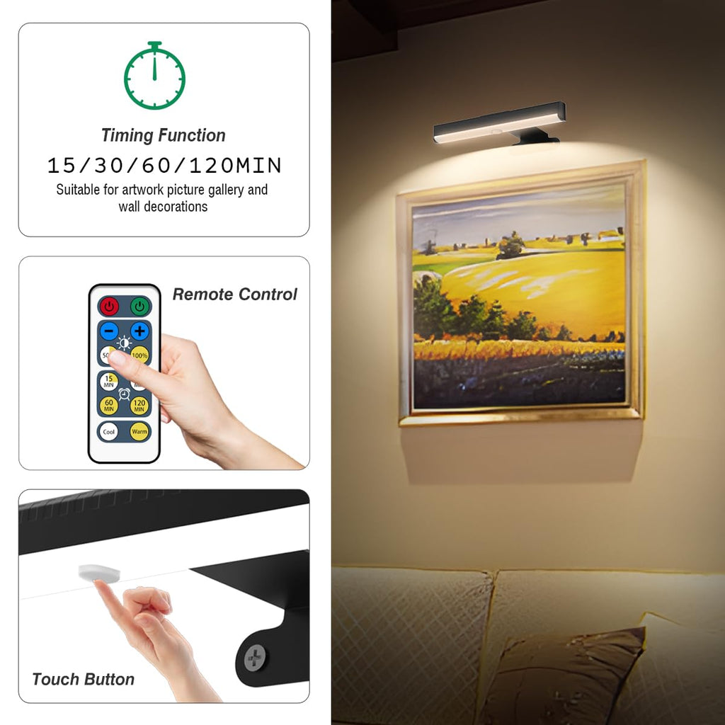 Wireless Picture Light with Remote,Battery Operated Wall Sconces