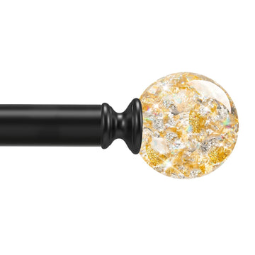 Black Decorative Crystal Curtain Rods, 1" Heavy Duty Adjustable 36-88"