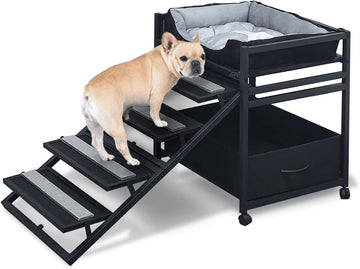 Pet Steps 2-in-1 Foldable Stairs & Ramp with Cats/Dogs Chair with Ramp High Beds, Folding Pet Steps for Medium Small