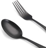 Matte Black Silverware Set, Satin Finish 40-Piece Stainless Steel Flatware set, Tableware Cutlery Set Service for 8