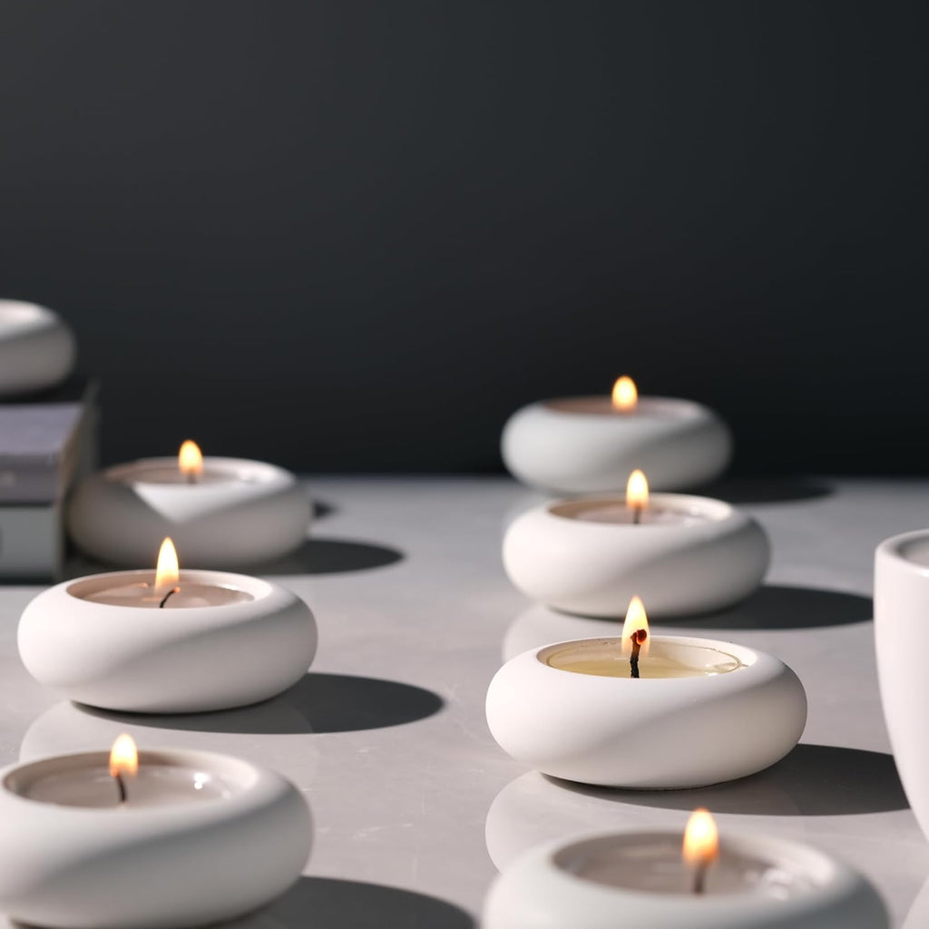 Handmade Decorative Pebble Tealight Candle Holders Set of 8 - Handcrafted Home Decor Accent for Calming Earthy