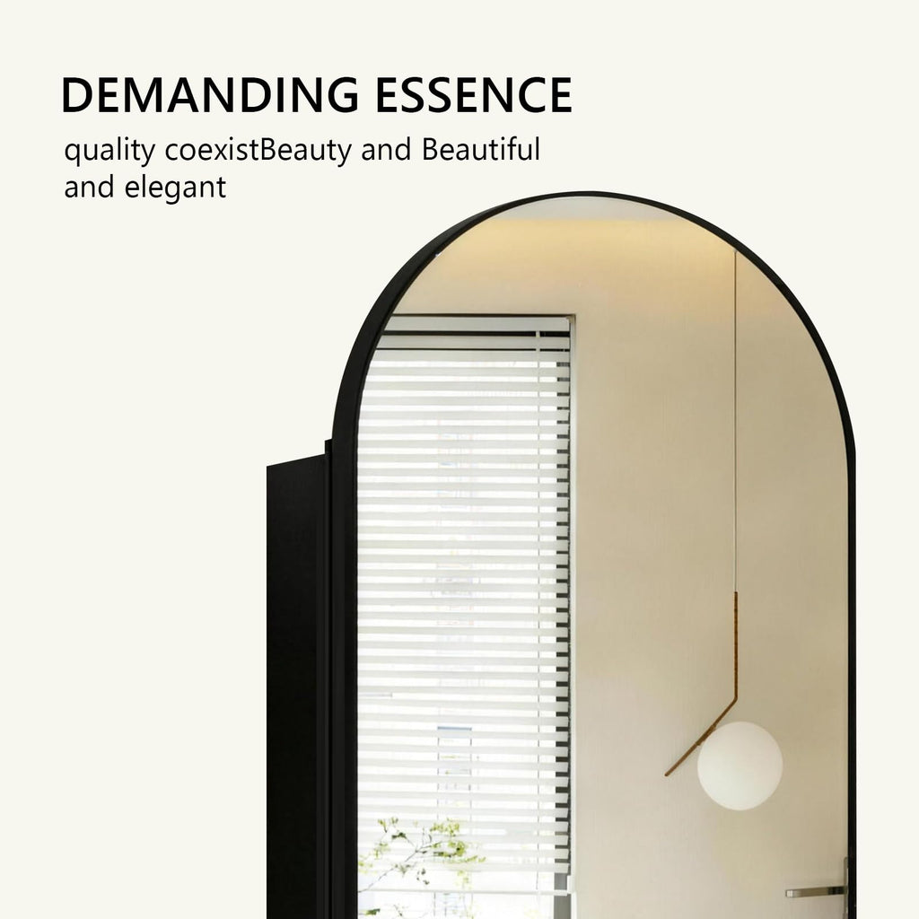 Black Arched Medicine Cabinets with 20"x30" Mirror, Bathroom Mirror Cabinet with Storage, Brushed Black Arch Medicine