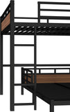 Queen Over Queen Bunk Bed with Headboard and Full Length Guardrail, Separable Bunk Bed Queen