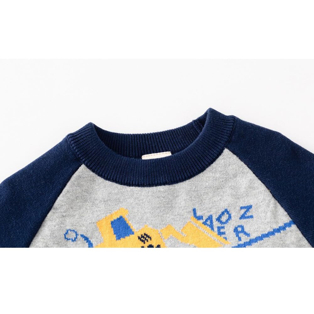 Toddler Baby Boy Knit Sweater Pullover Cotton Car Sweatshirt (Grey Car(2 Layer Thicknes), )