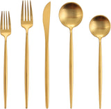 Matte Gold Silverware Set, 40-Piece Stainless Steel Flatware Cutlery Set Service for 8