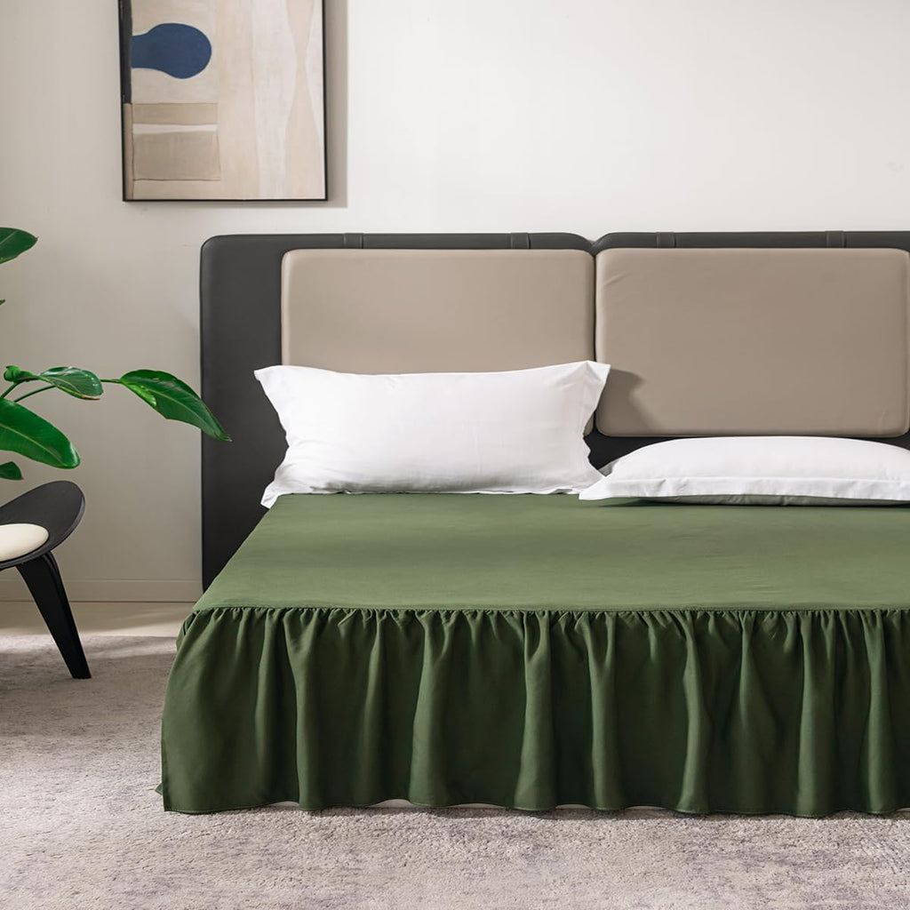 Bed Skirt Twin Size 18 Inch Drop Ruffled Bed Skirt with Split Corners