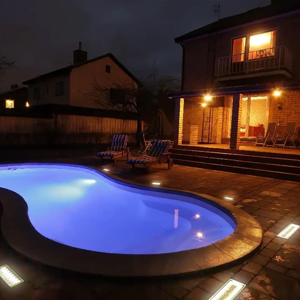 Solar Paver Lights 4x8, Driveway Lights, IP67 Waterproof, 3 Colors, 2 Pack