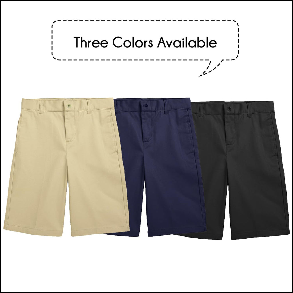 Pack Boy's Stretch Chino Shorts, Classic Cotton Blend Short with Fly Zipper for School Uniform, (Sizes, )