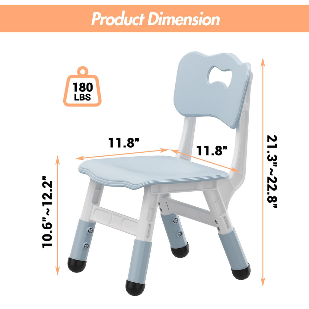 2-Pack Adjustable Kids Chairs, 3-Level Height Plastic Toddler Chair with Non-Slip Base & Stackable Design, School