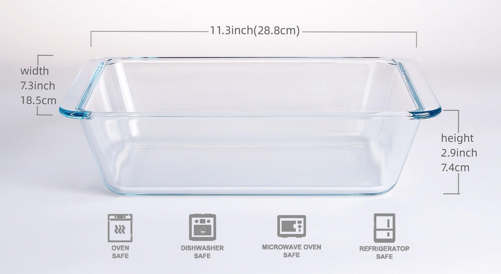 Deep Clear Glass Baking Dish, Rectangular Tempered Glass Baking Pan, The Larger casserole dish. -2.3 Liter