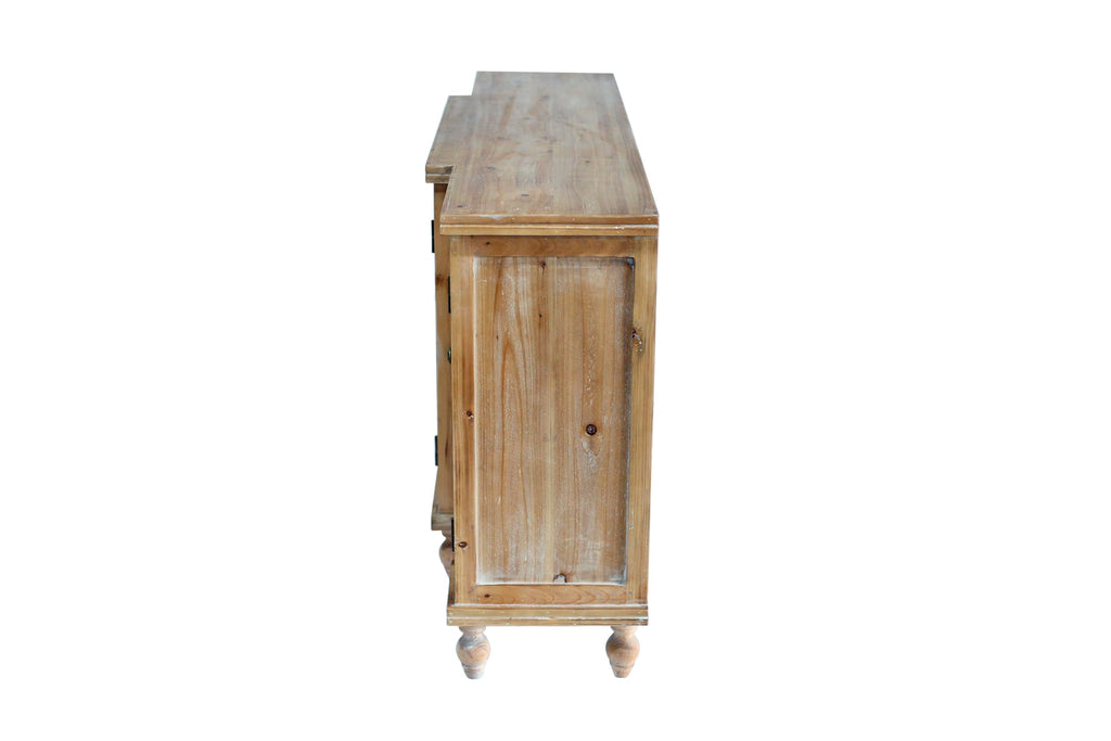 63" Solid Wood Sideboard Buffet Cabinet with Storage, Carved Credenza