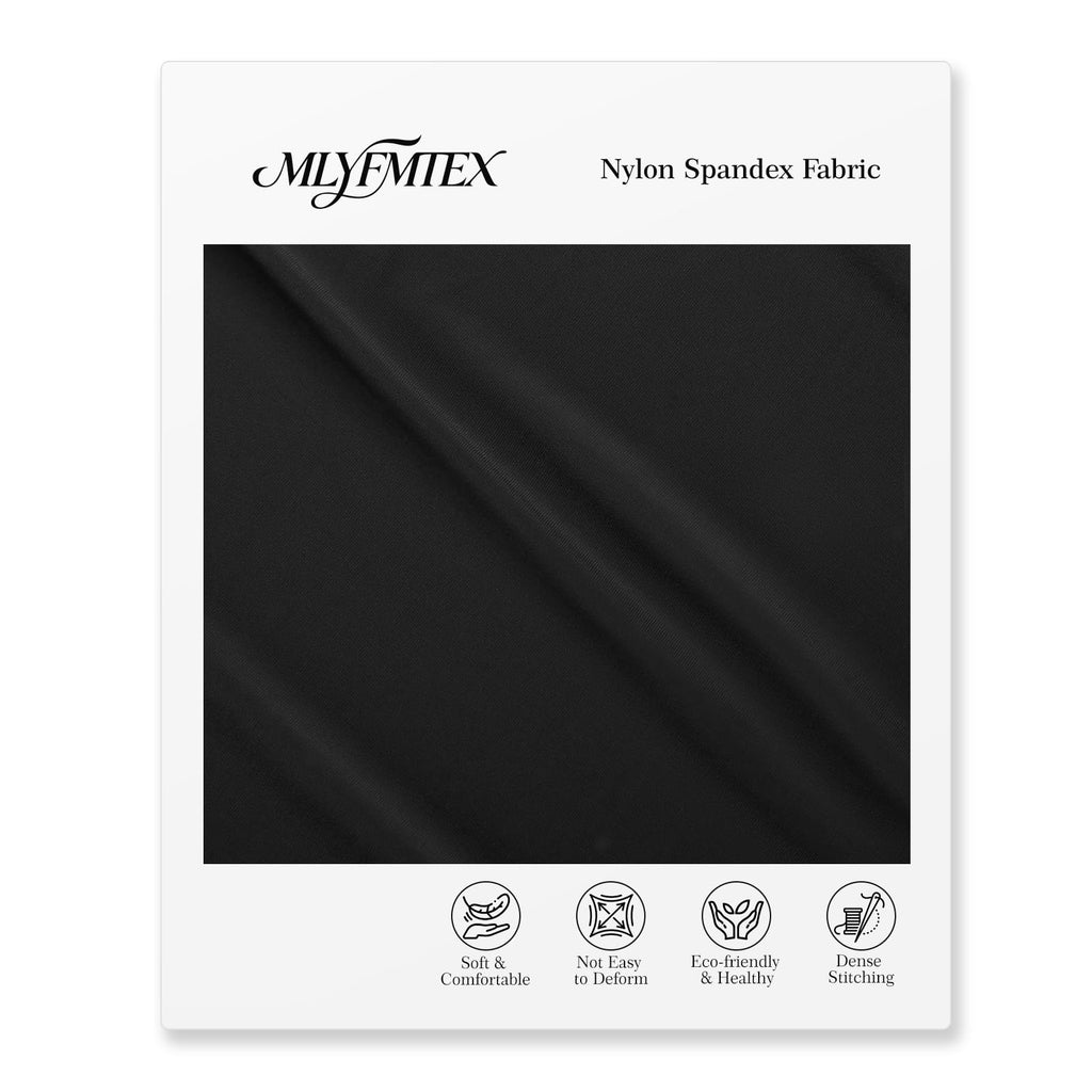 Nylon Spandex Fabric, 4 Way Stretch, 3 Yard, 65 Inch Wide, Black