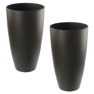 2PCS 21in Tall Planter for Outdoor Plants Large Pots Dark Brown