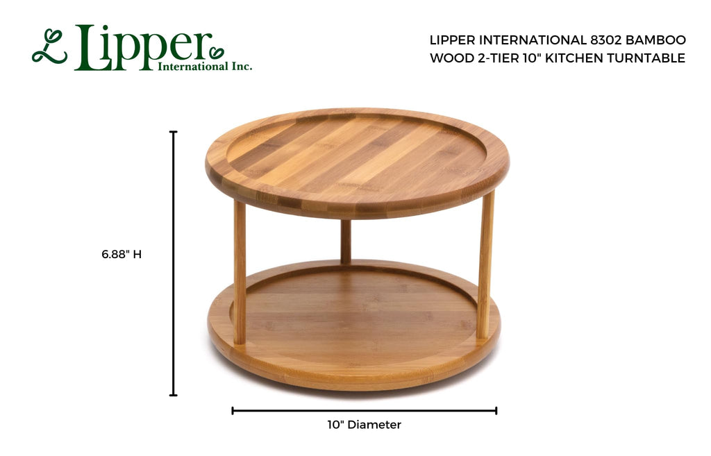 8302 Bamboo Wood 2-Tier 10" Kitchen Turntable