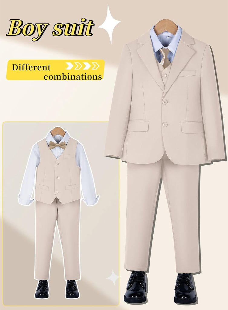 Boy's Tuxedos Toddler Formal Suits Set Kids Blue Black Slim Fit Suit for Weddings