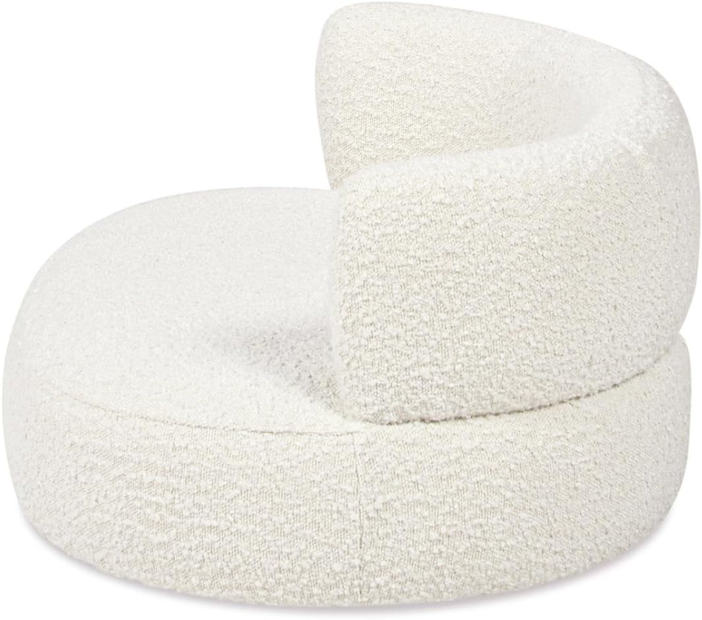 36" Curved Dog Sofa Bed, Medium, Ivory White White Oval Shape Curved Back Scandinavian Mid-Century Modern Cozy Pet