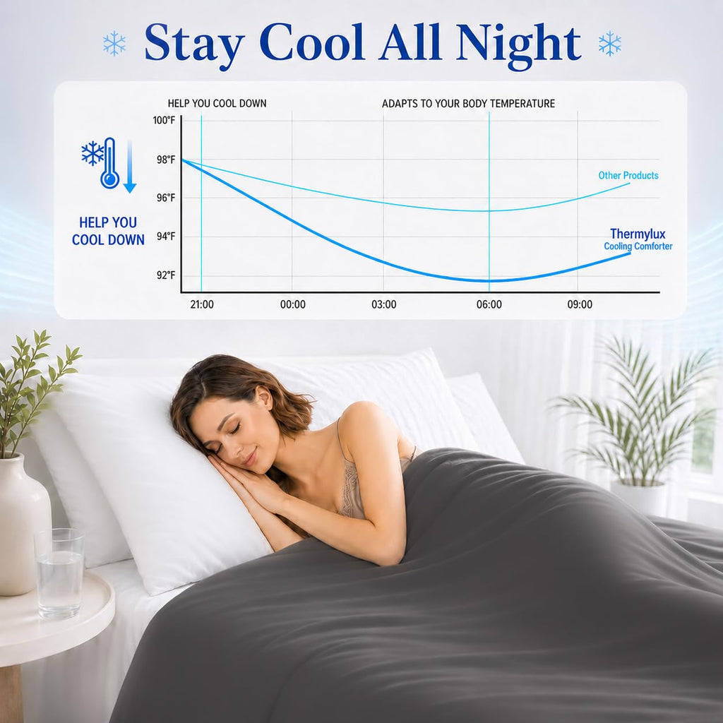 Cooling Comforter Queen Size Cooling Blanket Double-Sided Cool Comforter for Night Sweats Hot Sleepers Lightweight