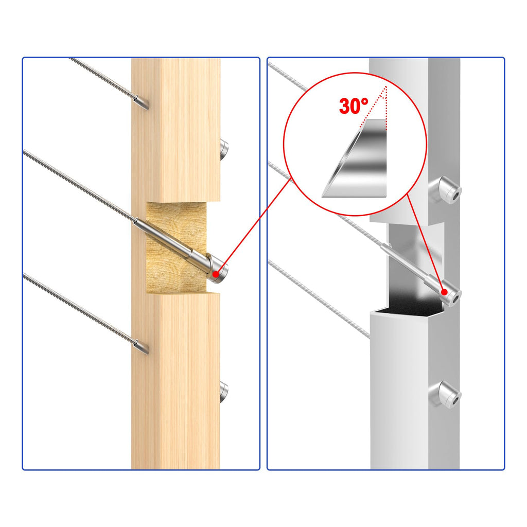 30 Pack 5/16" Cable Railing Hardware Angle Washer for 25°-35° Stairs