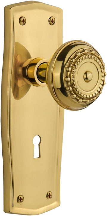Prairie Plate with Keyhole Meadows Knob, Privacy - 2.375", Unlacquered Brass