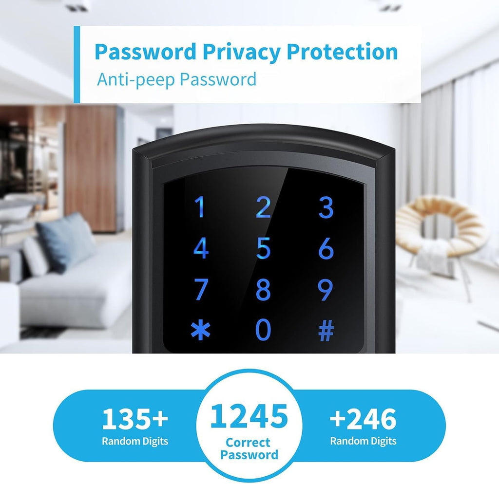 Keyless Entry Door Lock with Handle, Digital Keypad Door Knob, Smart Electronic Lock with Code, Touchscreen