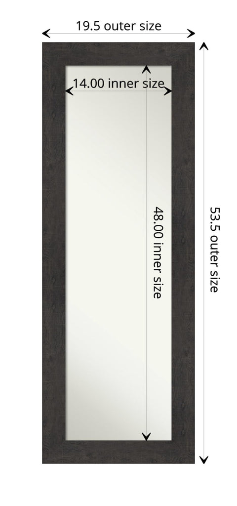 Brown Full Length Mirror for Door, 53x19 Rustic Plank Espresso Tall Wall Mirror Full Length, Mounted to Door or