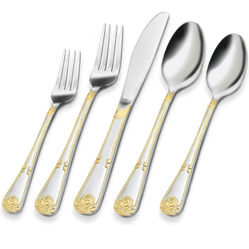 18/0 Stainless Steel Silverware Set for 4, Heavy Duty Luxury Gold Cutlery for Hosting, Decoration, Thanksgiving