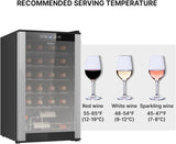 24 Bottle Wine Cooler Black Compressor Wine Fridge | 2.4 cu ft (68 L) Freestandi